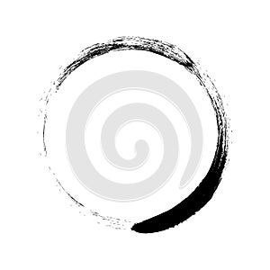 Grunge circle brush stroke. Black round frame. Element for design. Vector illustration isolated on white background. EPS 10