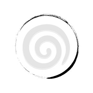 Grunge circle brush stroke. Black round frame. Element for design. Vector illustration isolated on white background. EPS 10