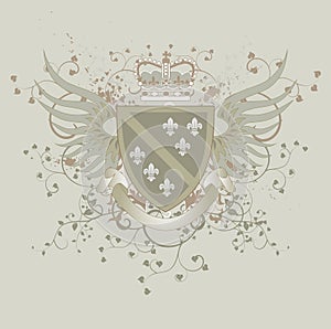 Grunge coat of arms with Fleur-de-lis