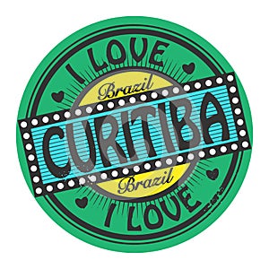 Grunge color stamp with text I Love Curitiba, Brazil photo