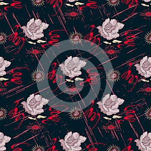 Grunge colored graffiti seamless pattern