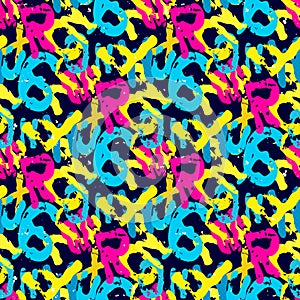 Grunge colored graffiti seamless pattern