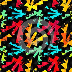 Grunge colored graffiti seamless pattern  illustration