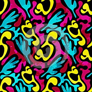 Grunge colored graffiti seamless pattern