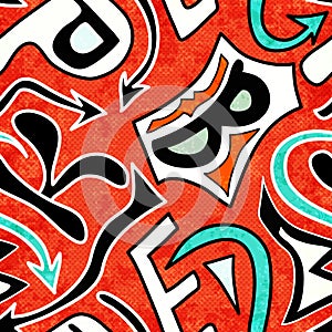 Grunge colored graffiti seamless pattern vector illustration