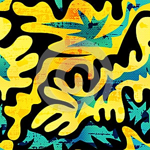 Grunge colored graffiti seamless pattern vector illustration