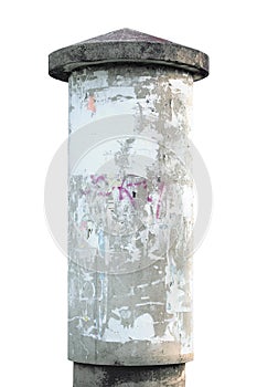 Grunge concrete advertising pillar isolated