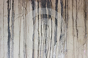 Grunge concrete wall with crack and stains in industrial building. Cement texture for design and background, with drips