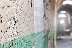 Grunge corridor wall with burst paint