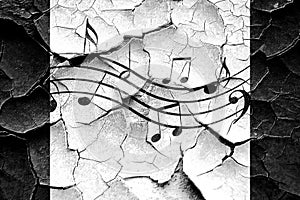 Grunge cracked Music note background