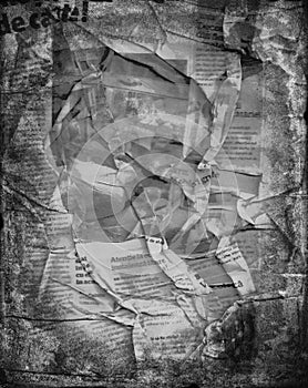 Grunge creased newspaper background photo