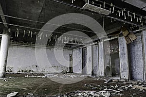 grunge and creepy ruin of abandoned hotel building in Sete Cidades at Sao Miguel Azores island of Portugal