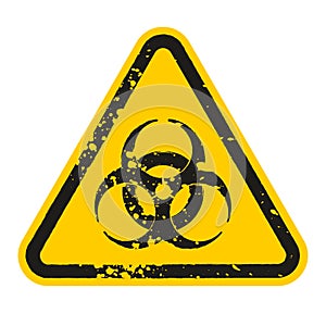 Grunge Danger biohazard sign isolated on white background. Vector illustration