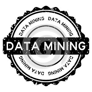 Grunge data mining word round rubber stamp on white background