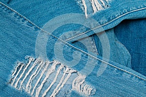 Grunge denim jeans texture background. Blue cotton fabric texture
