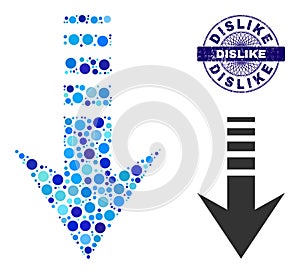 Grunge DISLIKE Round Guilloche Seal and Send Down Composition Icon of Round Dots