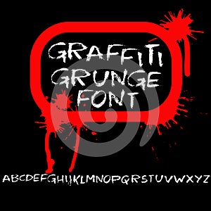 Grunge distress font. Modern dry brush ink letters. Handwritten alphabet. Vector illustration.