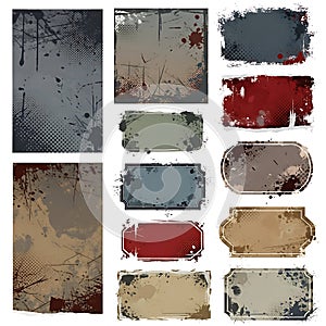 Grunge Distressed Frames and Backgrounds Set