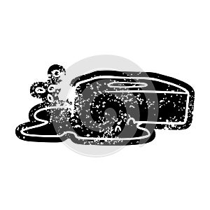 grunge distressed icon of a bubbled soap