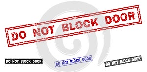 Grunge DO NOT BLOCK DOOR Scratched Rectangle Stamps