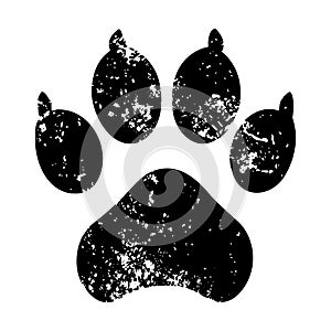 Grunge Dog paw print icon symbol