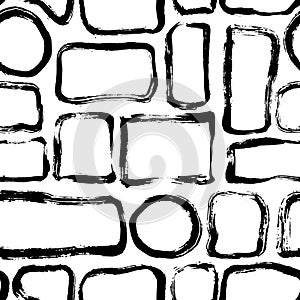 Grunge Dry Brush Frames Vector Seamless Pattern.