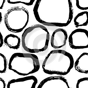Grunge Dry Brush Frames Vector Seamless Pattern.