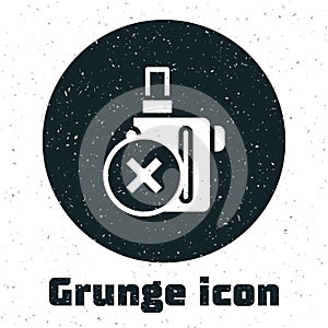 Grunge Electronic cigarette icon isolated on white background. Vape smoking tool. Vaporizer Device. Monochrome vintage
