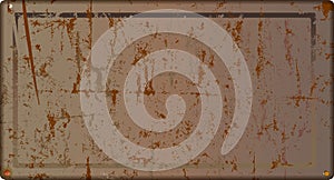 Grunge empty old metal sign or picture frame, vector, free copy space