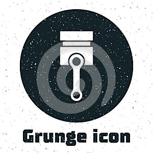 Grunge Engine piston icon isolated on white background. Car engine piston sign. Monochrome vintage drawing. Vector