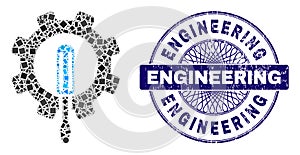 Grunge Engineering Seal and Geometric Engineering Mosaic