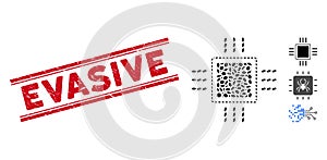 Grunge Evasive Line Stamp with Collage Processor Icon photo