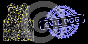 Grunge Evil Dog Stamp and Bright Web Network Yellow Vest with Glare Spots