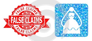 Grunge False Claims Stamp and Bride Low-Poly Mocaic Icon