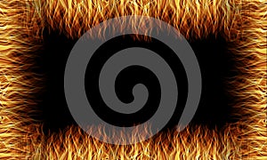 Grunge fire border or frame isolated on black background.. grunge photo edge.