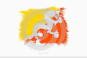 Grunge flag of Bhutan, vector abstract grunge brushed flag of Bhutan