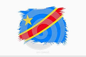 Grunge flag of DR Congo, vector abstract grunge brushed flag of DR Congo