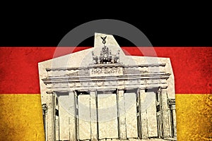 Grunge Flag of Germany with monument