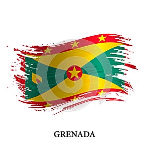 Grunge flag of Grenada, brush stroke vector