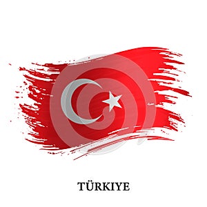 Grunge flag of Turkey, brush stroke vector