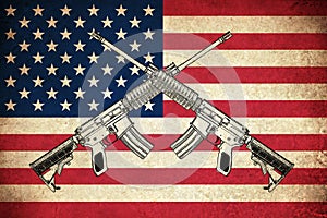 Grunge Flag of USA with guns