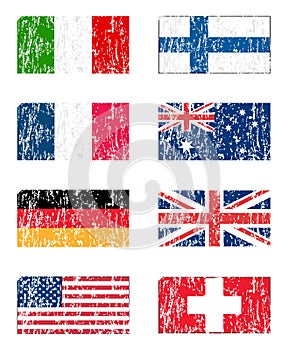 Grunge flags set