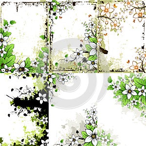 Grunge Floral Backgrounds Set