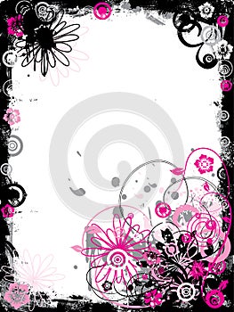 Grunge floral border, vector