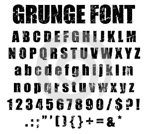 Grunge Font Alphabet and Numeral Set