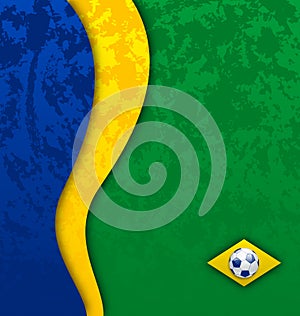 Grunge football background in Brazil flag colors