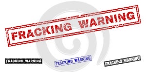 Grunge FRACKING WARNING Scratched Rectangle Stamp Seals