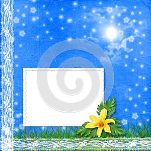 Grunge frame with bunch of flower