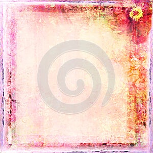 Grunge Frame For Congratulation With Flower