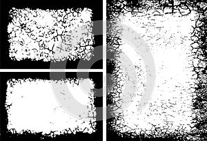 Grunge Frame Design set, Rectangular Frames with Cracked and Distressed Borders
